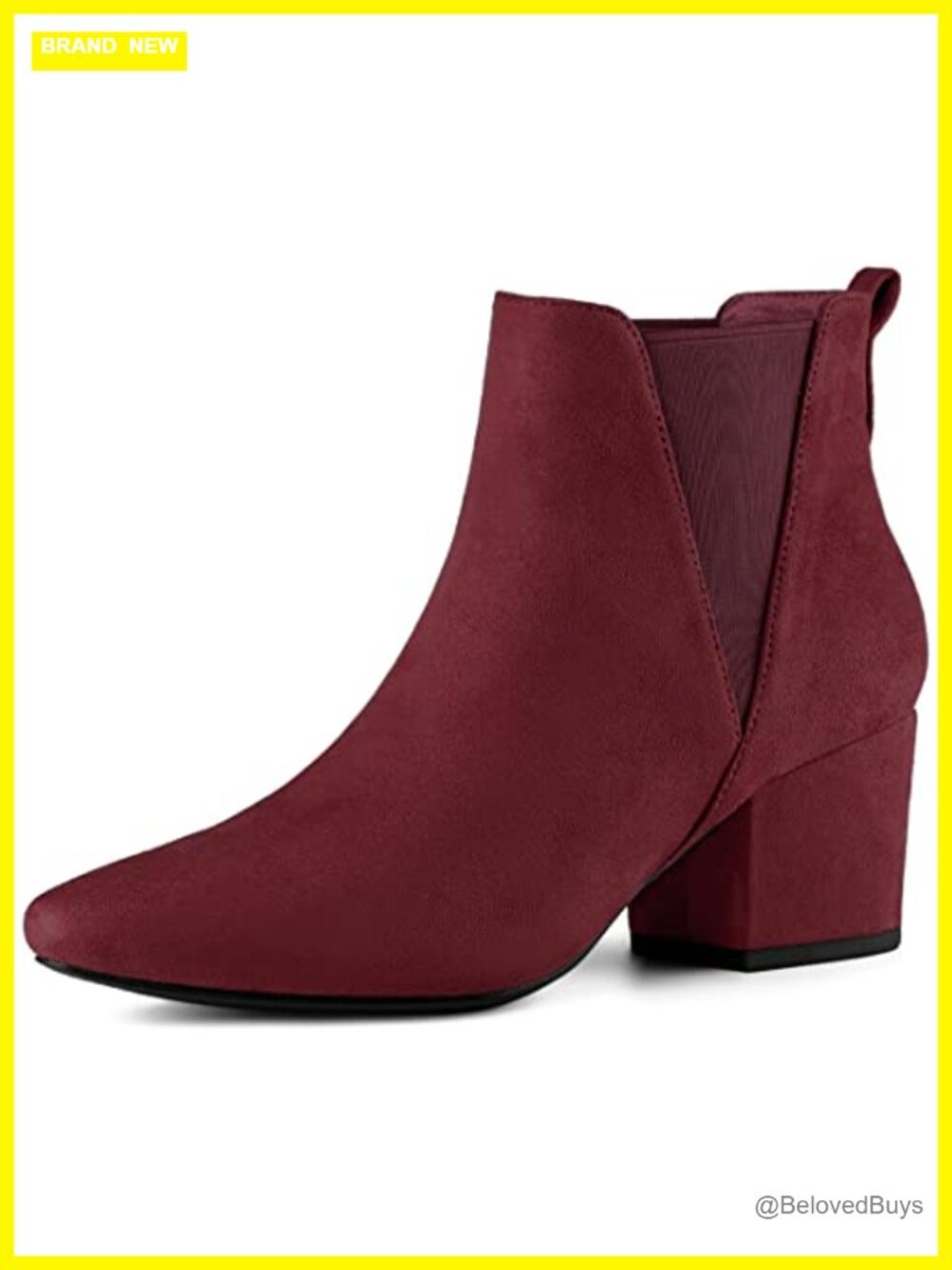 Pointed Toe Block Heel Faux Suede Chelsea Ankle Boots